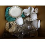 Two boxes including tea china and a drill