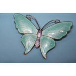 A 'Sterling silver' enamelled butterfly brooch