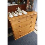 A pine straight front chest of five drawers, 101cm