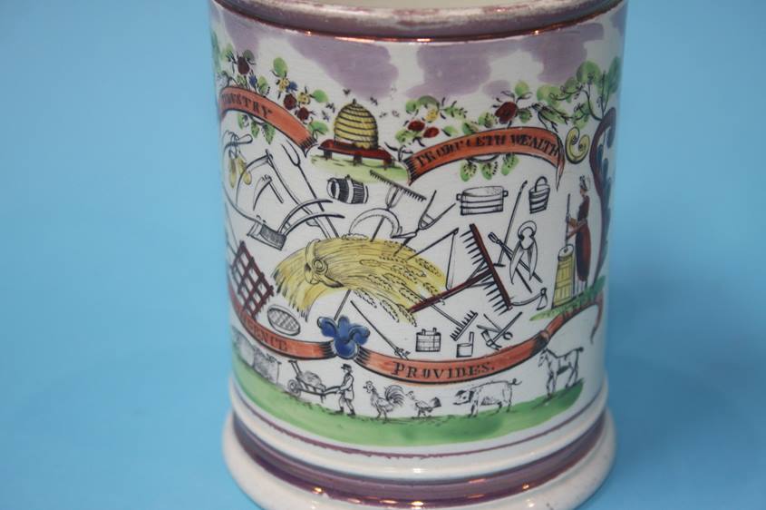 A 19th Century Sunderland purple lustre Harvest ta - Image 4 of 5