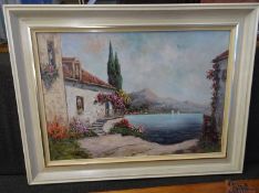 Oil on canvas, Mediterranean landscape