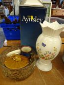 Aynsley vase, box of assorted etc.