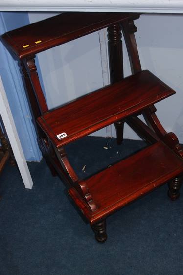 A set of reproduction mahogany library steps