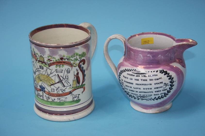 A 19th Century Sunderland purple lustre Harvest ta