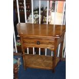 An oak single drawer side table