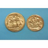 A full Sovereign, dated 1912 and a half Sovereign,
