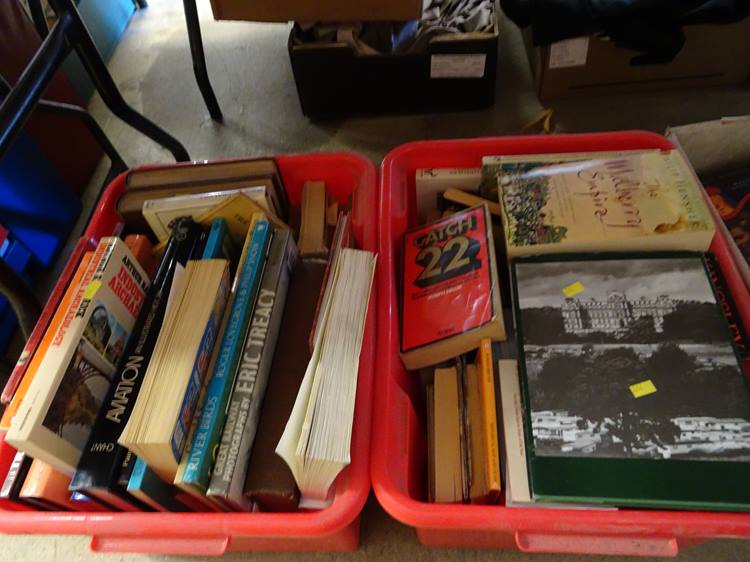 Four boxes of books and dvds