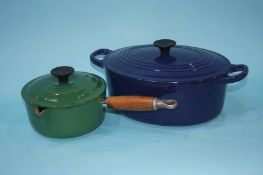 Three Le Creuset pans and an oven dish (4)