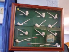 Collection of framed and mounted pipes