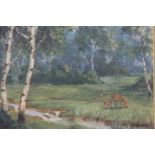 A. Werner, Oil on board, Signed, Dated 1912, 'Deer