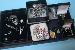 A quantity of costume jewellery on one tray