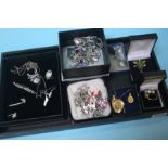 A quantity of costume jewellery on one tray