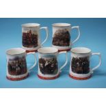 Five Danbury Mint 'Waterloo' tankards and a cased