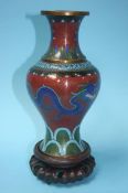 A Cloisonné vase decorated with dragons, 23cm heig