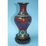 A Cloisonné vase decorated with dragons, 23cm heig