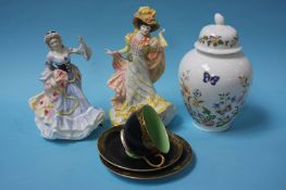 Two Royal Doulton figures, an Aynsley vase and a R