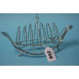 A Georgian six division silver toast rack, marks o