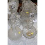 Three decanters and a water jug