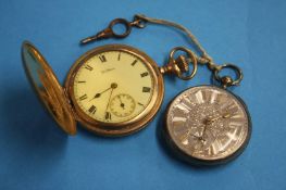Silver pocket watch and a plated pocket watch