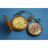 Silver pocket watch and a plated pocket watch