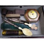 Two boxes including Clarice Cliff, stirrup cup etc. and a sewing machine