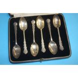 Cased set of silver spoons