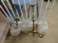 Pair of good quality brass chandeliers