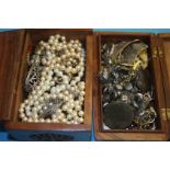 Two jewellery boxes and contents