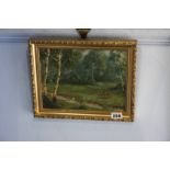 Oil on board, landscape, Woodland scene