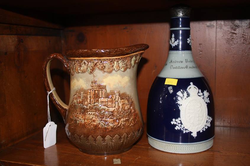 Royal Doulton jug and a Spode flask