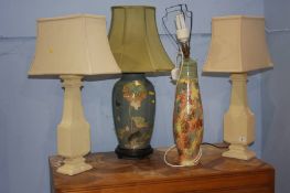 Four various table lamps