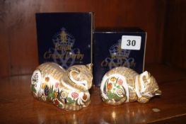 Two Royal Crown Derby cats boxed