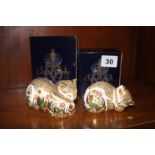 Two Royal Crown Derby cats boxed