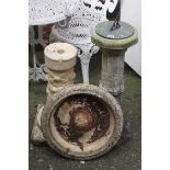 Bird bath and sundial