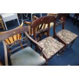 Pair of dining chairs and a mahogany carver