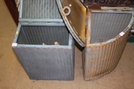 Two Lloyd Loom linen boxes and contents