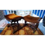 Two oak stools.