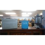 An enamel 'Flour' bin, a Wall's Ice Cream container and an urn. (3)