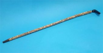 A bone vertebrae walking cane. 93cm long