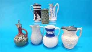 Seven various Victorian water jugs.