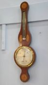 An Edwardian mahogany and marquetry inlaid banjo two glass barometer. 93cm high