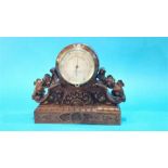 A carved walnut desk barometer by M. Pillischer of 88 New Bond Street, London. 28 cm high 30 cm