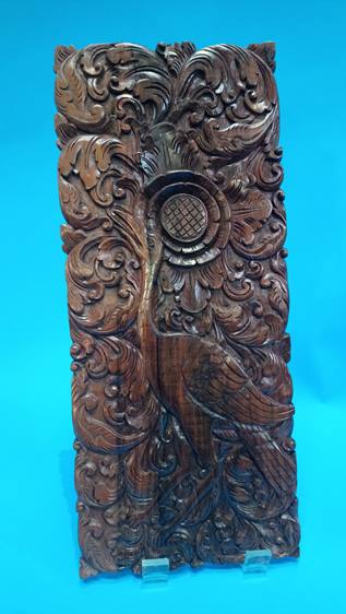 A pair of carved panels and a barometer. - Image 2 of 6