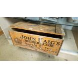A pine box 'John Haig Whisky'.