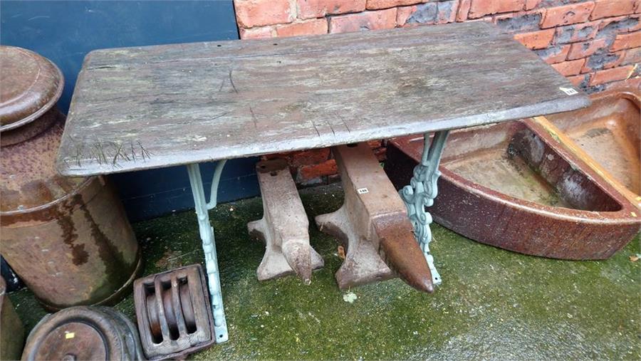 A cast iron pub table.