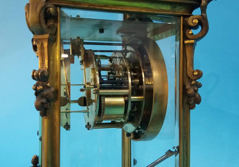 A William Angus of 17 Lord Street, Liverpool four glass clock, with enamelled circular dial, 8 day - Image 6 of 6