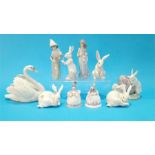 Five Lladro rabbits, a Lladro swan etc. (10)