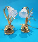 Pair of modern gold coloured table lamps.