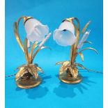 Pair of modern gold coloured table lamps.