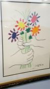 Pablo Picasso (1881-1973), lithograph, signed in pencil, 'Hands with flowers, bouquet of Peace'.